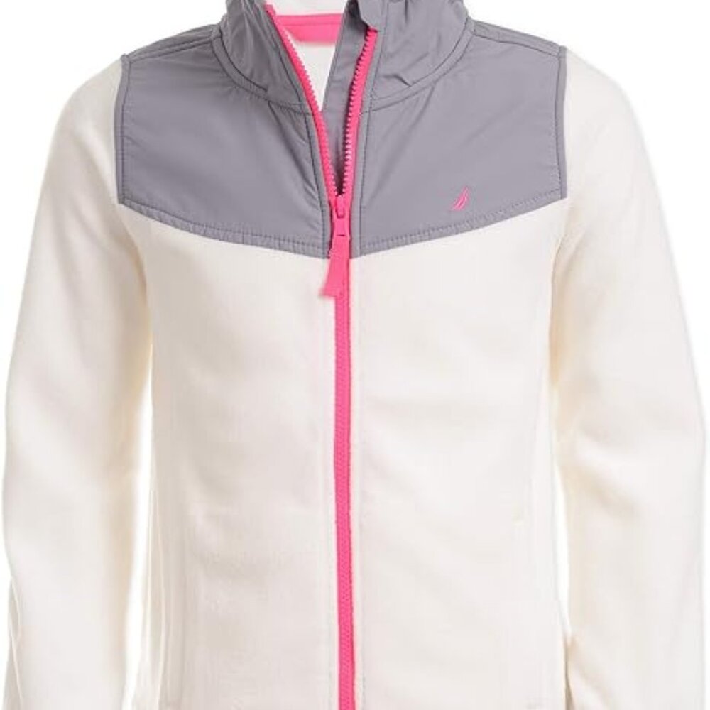 Nautica Girls' Full-Zip Fleece Jacket, Signature Logo Design, Lightweight & Wind